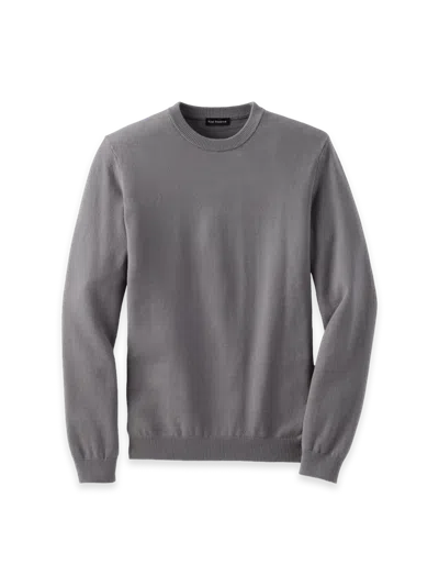 Paul Fredrick Cotton Blend Crewneck Sweater In Gray