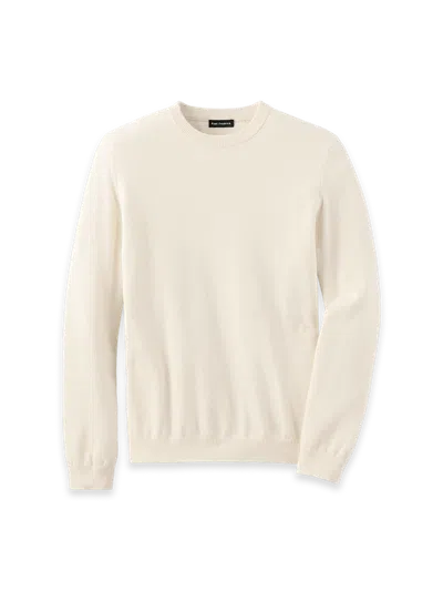 Paul Fredrick Cotton Blend Crewneck Sweater In Neutral