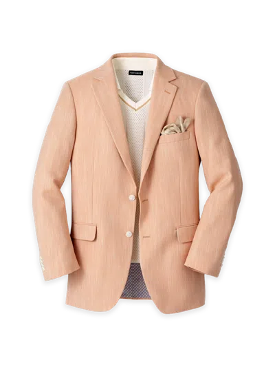 Paul Fredrick Cotton Blend Herringbone Single Breasted Notch Lapel Sport Coat In Nude