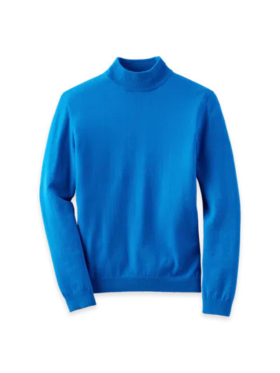 Paul Fredrick Cotton Blend Mockneck Sweater In Blue