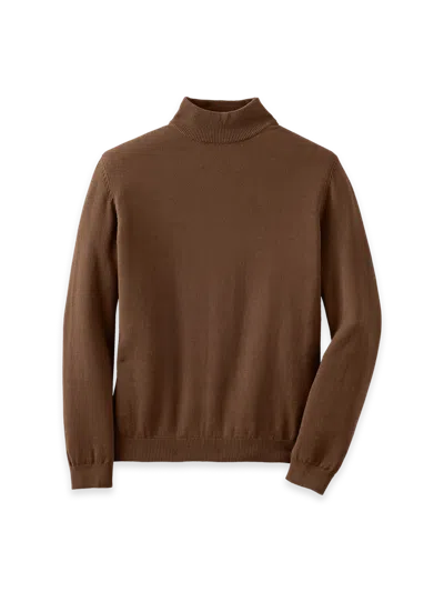 Paul Fredrick Cotton Blend Mockneck Sweater In Brown