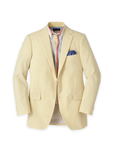 Paul Fredrick Cotton Blend Seersucker Single Breasted Notch Lapel Sport Coat In Yellow