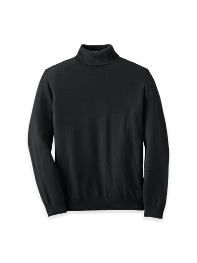 Paul Fredrick Cotton Blend Turtleneck Sweater In Black