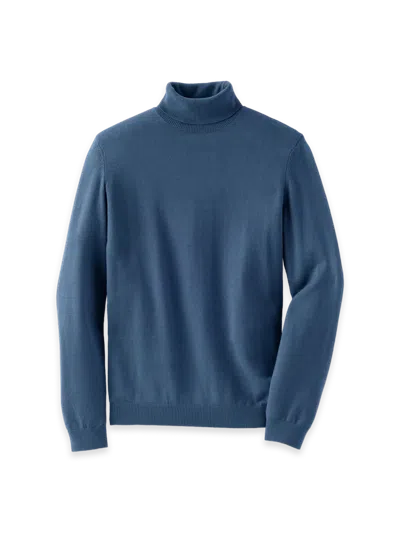 Paul Fredrick Cotton Blend Turtleneck Sweater In Blue