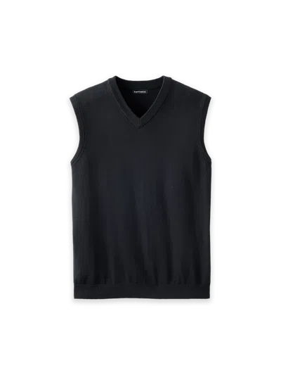 Paul Fredrick Cotton Blend Vest In Black