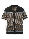 Paul Fredrick Cotton Button Front Camp Collar Sweater In Multi