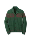 Paul Fredrick Cotton Button Front Fair Isle Shawl Collar Cardigan Sweater In Green