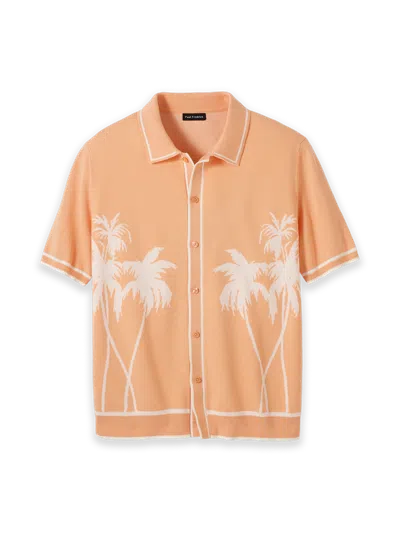 Paul Fredrick Cotton Button Front Polo In Animal Print