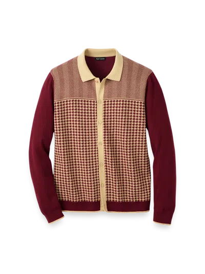 Paul Fredrick Cotton Button Front Polo In Red