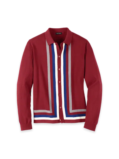 Paul Fredrick Cotton Button Front Polo In Red