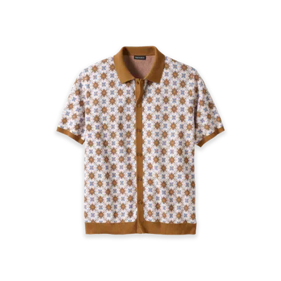 Paul Fredrick Cotton Button Front Polo Short Sleeve In White