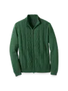 Paul Fredrick Cotton Cable Full Zip Mock Neck Sweater In Green
