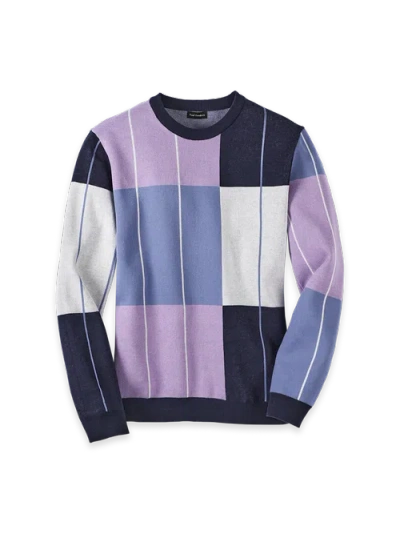 Paul Fredrick Cotton Crewneck Sweater Long Sleeve In Multi