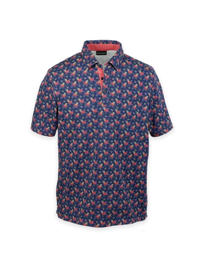 Paul Fredrick Cotton Full Button Front Polo In Multi