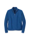 Paul Fredrick Cotton Full Zip Mock Neck Sweater Jacket In Blue