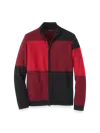 Paul Fredrick Cotton Full Zip Mock Neck Sweater In Red