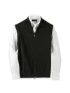 Paul Fredrick Cotton Full Zip Mock Neck Vest In Black