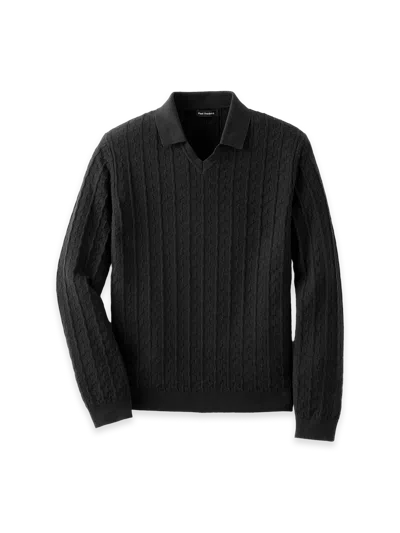 Paul Fredrick Cotton Johnny Collar Sweater In Black