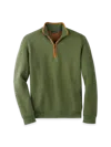 Paul Fredrick Cotton Quarter Zip Mock Neck Sweater In Green
