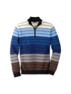 Paul Fredrick Cotton Quarter Zip Mock Neck Sweater In Multi