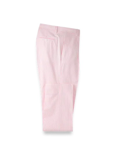 Paul Fredrick Cotton Seersucker Single Pleated Pants In Pink