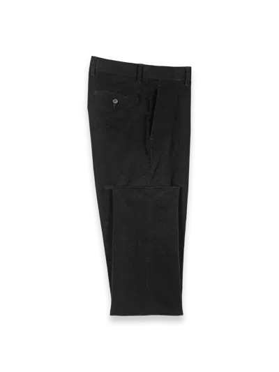 Paul Fredrick Cotton Stretch Corduroy Flat Front Pants In Black