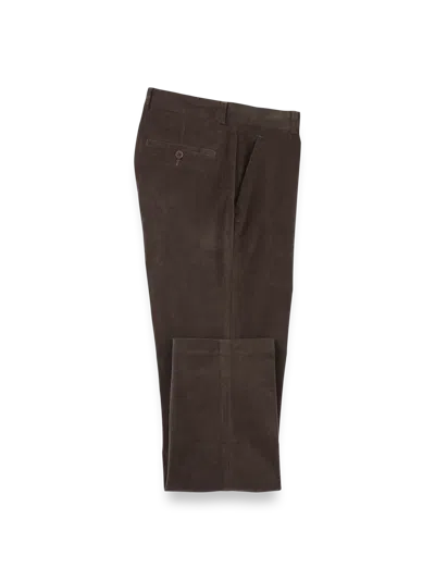 Paul Fredrick Cotton Stretch Corduroy Flat Front Pants In Brown