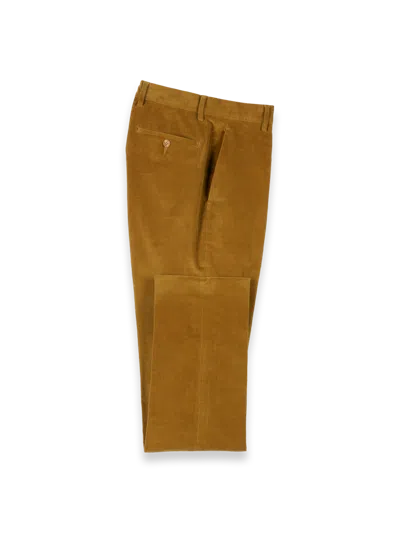 Paul Fredrick Cotton Stretch Corduroy Flat Front Pants In Gold