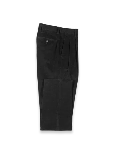Paul Fredrick Cotton Stretch Corduroy Pleated Pants In Black