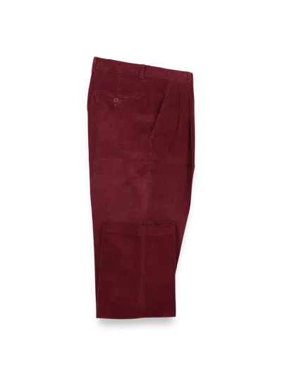 Paul Fredrick Cotton Stretch Corduroy Pleated Pants In Brown