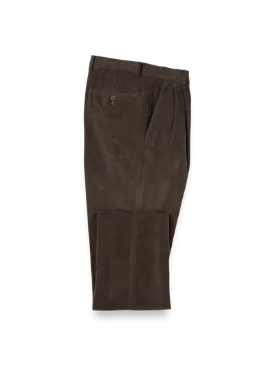 Paul Fredrick Cotton Stretch Corduroy Flat Front Pants In Brown