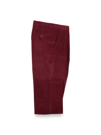Paul Fredrick Cotton Stretch Corduroy Pleated Pants In Burgundy