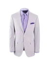 Paul Fredrick Cotton Stretch Stripe Seersucker Single Breasted Notch Lapel Suit Jacket In Metallic