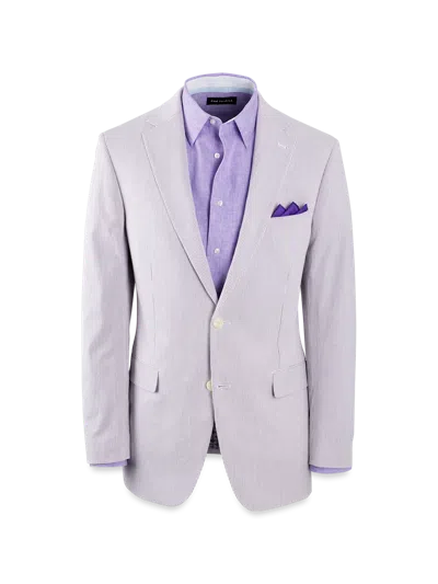 Paul Fredrick Cotton Stretch Stripe Seersucker Single Breasted Notch Lapel Suit Jacket In Metallic