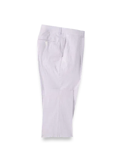 Paul Fredrick Cotton Stretch Stripe Seersucker Single Pleat Suit Pants In White