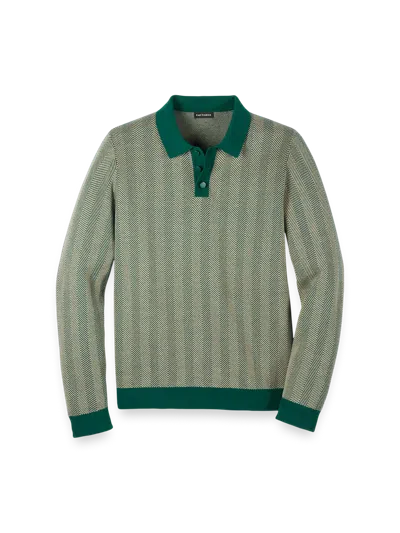 Paul Fredrick Cotton Three Button Polo In Blue