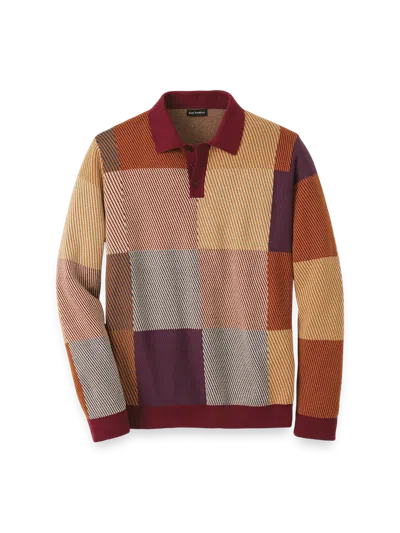 Paul Fredrick Cotton Three Button Polo In Brown