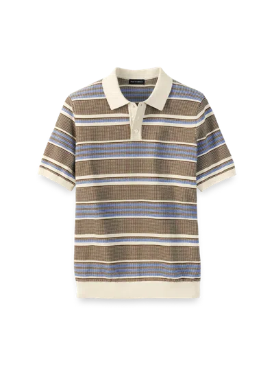 Paul Fredrick Cotton Three Button Polo In Multi