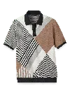 Paul Fredrick Cotton Three Button Polo In Multi