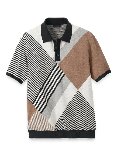 Paul Fredrick Cotton Three Button Polo In Multi