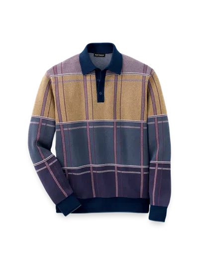 Paul Fredrick Cotton Three Button Polo In Multi