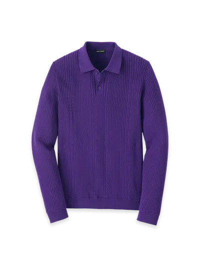 Paul Fredrick Cotton Three Button Polo In Purple