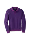 Paul Fredrick Cotton Three Button Polo In Purple