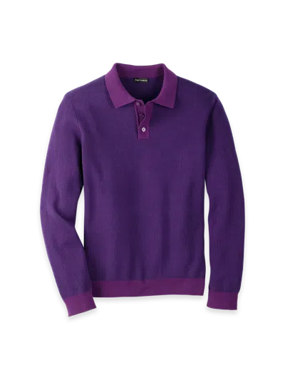Paul Fredrick Cotton Three Button Polo In Purple