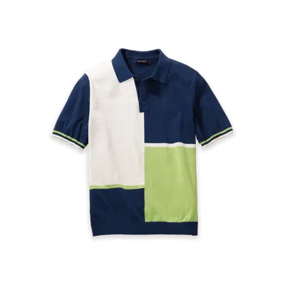 Paul Fredrick Cotton Three Button Polo Short Sleeve In Multi