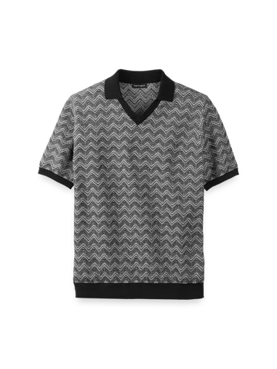 Paul Fredrick Cotton V-neck Polo In Multi