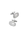 Paul Fredrick Crystal Border Engravable Cufflinks In Silver