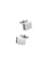 Paul Fredrick Crystal Side Engravable Cufflinks In Silver