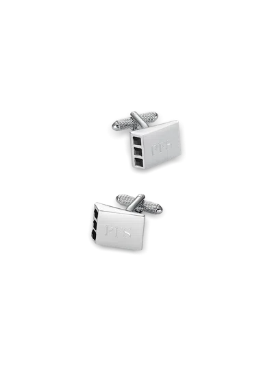 Paul Fredrick Crystal Side Engravable Cufflinks In Silver
