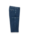 Paul Fredrick Denim Flat Front Pants In Blue